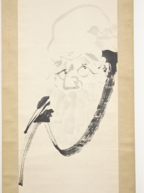 道具 ] - 道具 妙心寺関廬山筆 達磨画賛 肉筆紙本掛軸（共箱